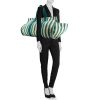 Bolso Cabás Hermes Cannes Shop Bag en lona bicolor blanca y turquesa - Detail D1 thumbnail
