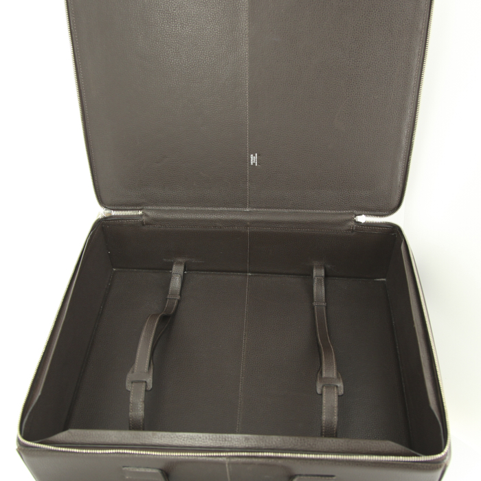 Hermes Air Light large model briefcase in dark brown grained leather - Detail D2