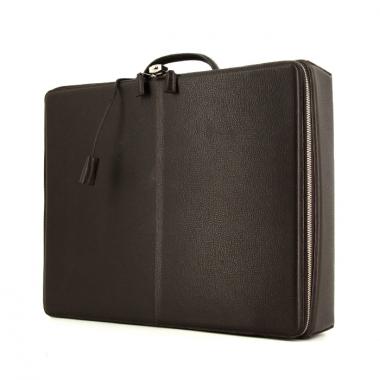 Borsa portadocumenti Hermes Air Light modello grande in pelle martellata marrone scuro