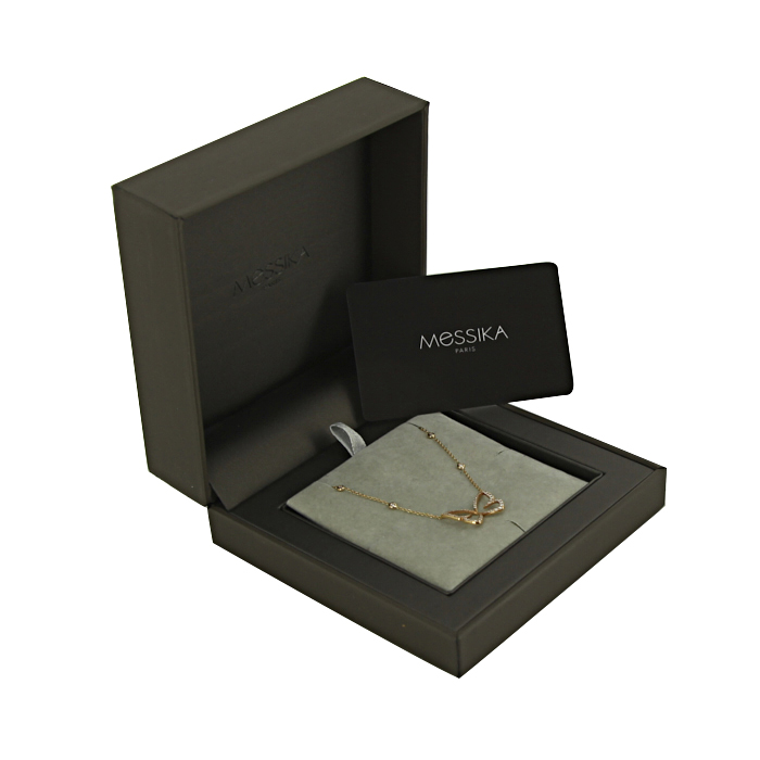 Messika Butterfly large model necklace in pink gold and diamonds - Detail D2