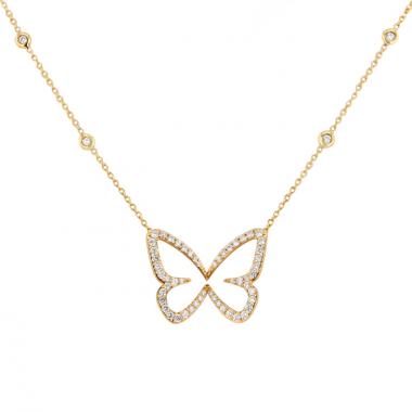 Collier Messika Butterfly grand modèle en or rose et diamants