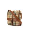 Burberry messenger bag in beige Haymarket canvas and brown leather - 00pp thumbnail