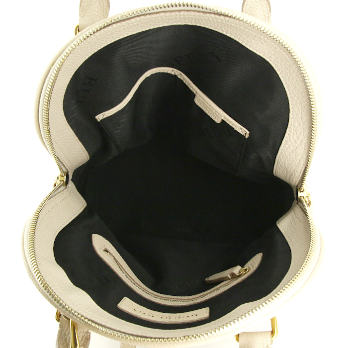 Borsa a tracolla Burberry Bloomsbury in pelle martellata ecru - Detail D3