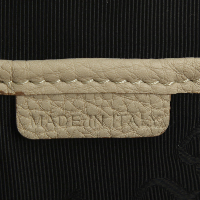 Borsa a tracolla Burberry Bloomsbury in pelle martellata ecru - Detail D4