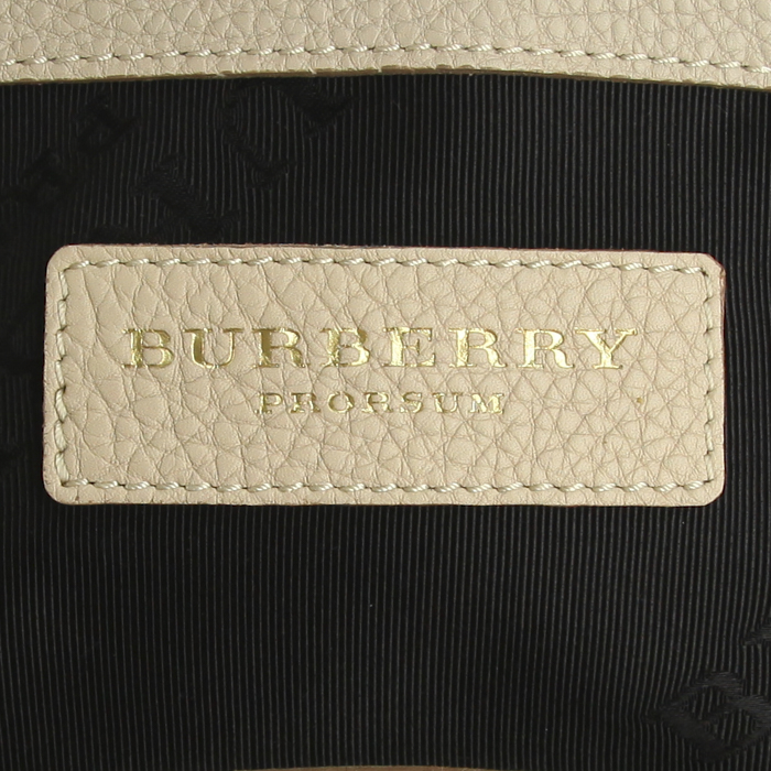 Borsa a tracolla Burberry Bloomsbury in pelle martellata ecru - Detail D5