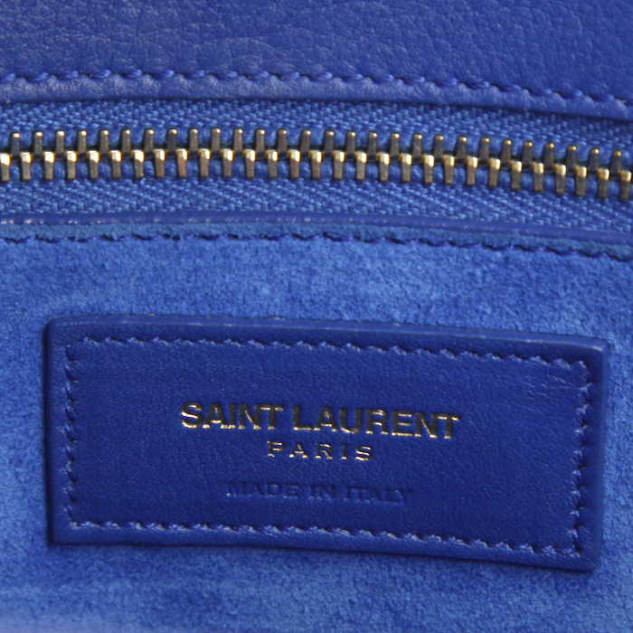 Sac à main Saint Laurent Sac de jour en cuir bleu- électrique - Detail D4