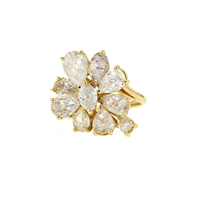 Bague Cocktail Vintage en or jaune et en diamants