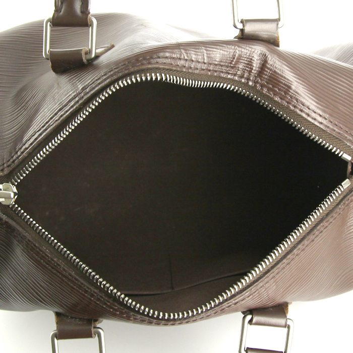 Borsa Louis Vuitton Speedy 25 cm in pelle Epi marrone e pelle - Detail D2