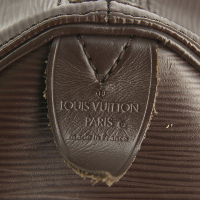 Borsa Louis Vuitton Speedy 25 cm in pelle Epi marrone e pelle - Detail D3