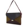 Celine Diamond handbag in burgundy and black leather and khaki suede - 00pp thumbnail