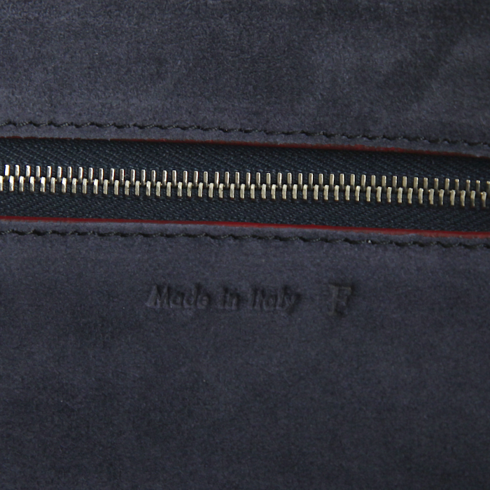 Celine Diamond handbag in burgundy and black leather and khaki suede - Detail D3