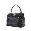 Yves Saint Laurent Muse Two medium model handbag in grey blue suede and black leather - 00pp thumbnail