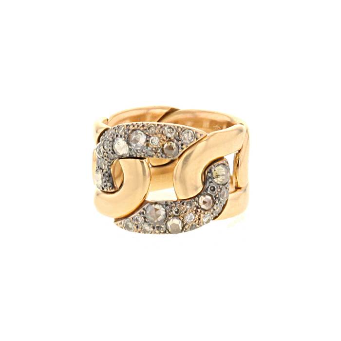 Half-articulated Pomellato Tango ring in pink gold and diamonds - 00pp