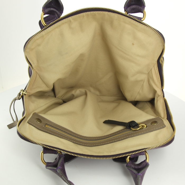 Bolso para llevar al hombro o en la mano Chloé en cuero acolchado violeta - Detail D2