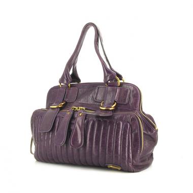 Chloé bag worn on the shoulder or carried in the hand in purple quilted leather