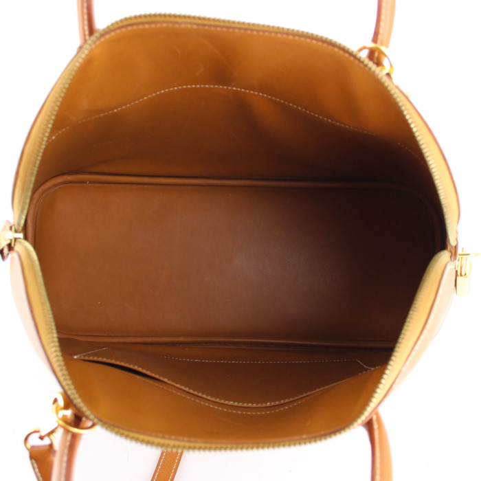 Bolso de mano Hermes Bolide 30 cm en cuero epsom color oro - Detail D3