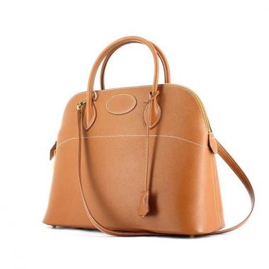 Bolso de mano Hermes Bolide 30 cm en cuero epsom color oro