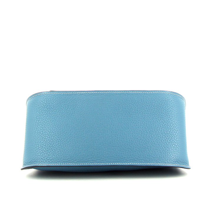 Hermes Jypsiere shoulder bag in blue jean togo leather - Detail D2