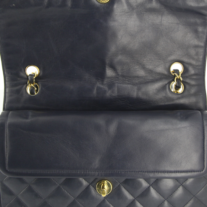 Borsa Chanel Vintage in pelle trapuntata blu marino - Detail D5