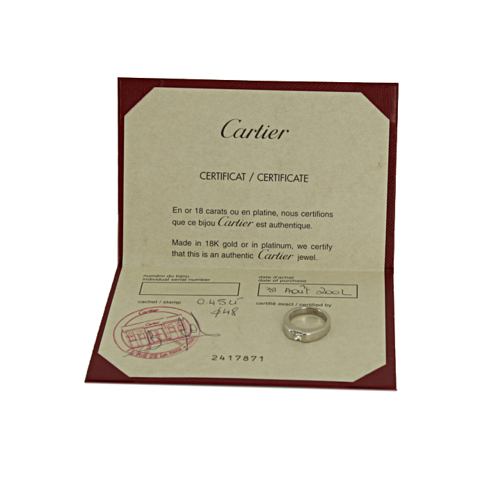 Sortija Cartier Tank modelo pequeño en oro blanco y en diamante - Detail D2