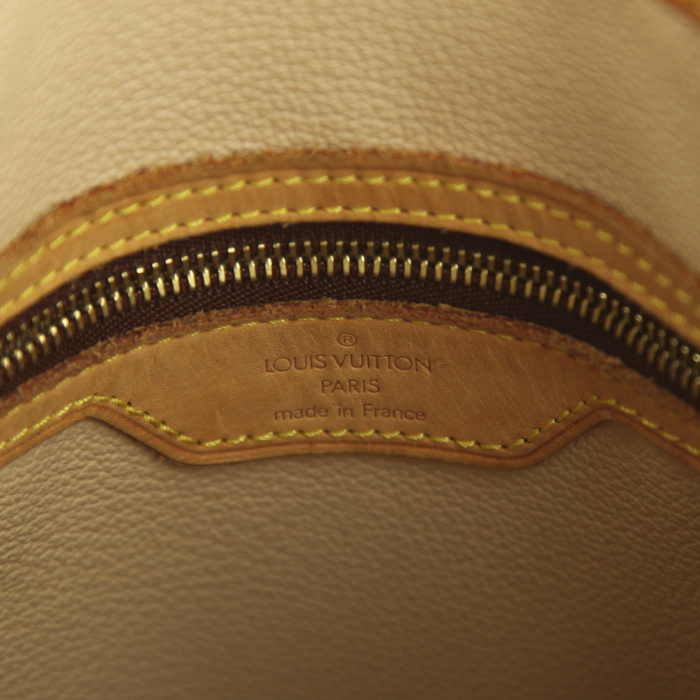 Louis Vuitton petit Bucket shopping bag in monogram canvas and natural leather - Detail D3