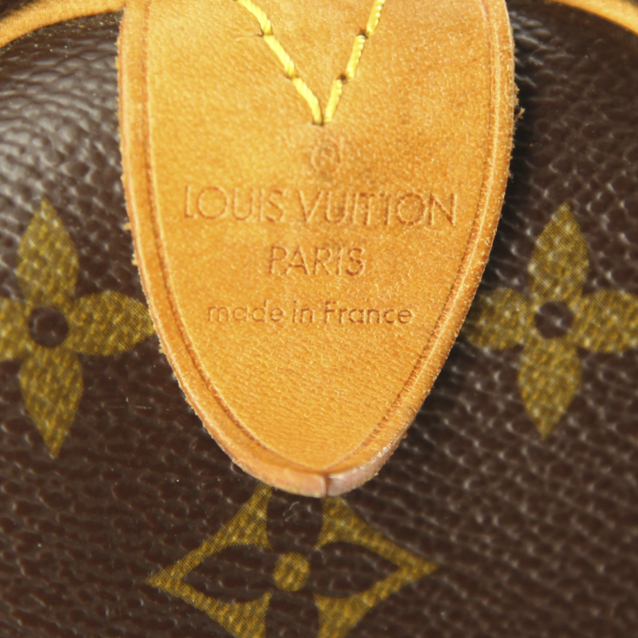 Louis Vuitton Keepall 45 travel bag in brown monogram canvas and natural leather - Detail D3