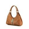 Gucci Jackie handbag in brown leather and beige monogram canvas - 00pp thumbnail