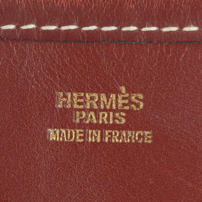 Borsa a tracolla Hermes Evelyne modello piccolo in pelle box rosso H - Detail D3