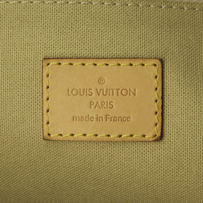 Shopping bag Louis Vuitton in tela cerata con motivo a scacchi e pelle naturale - Detail D4