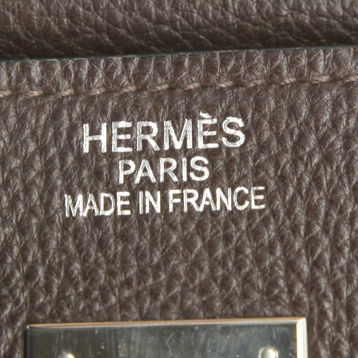 Hermes Birkin 40 cm handbag in brown togo leather - Detail D3