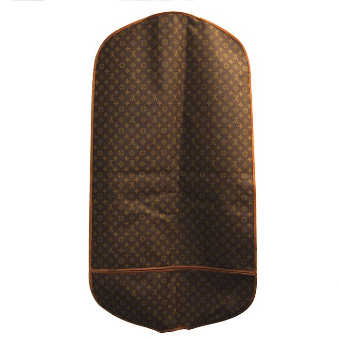 Funda protectora para ropa Louis Vuitton en lona Monogram revestida marrón y cuero natural - Detail D1