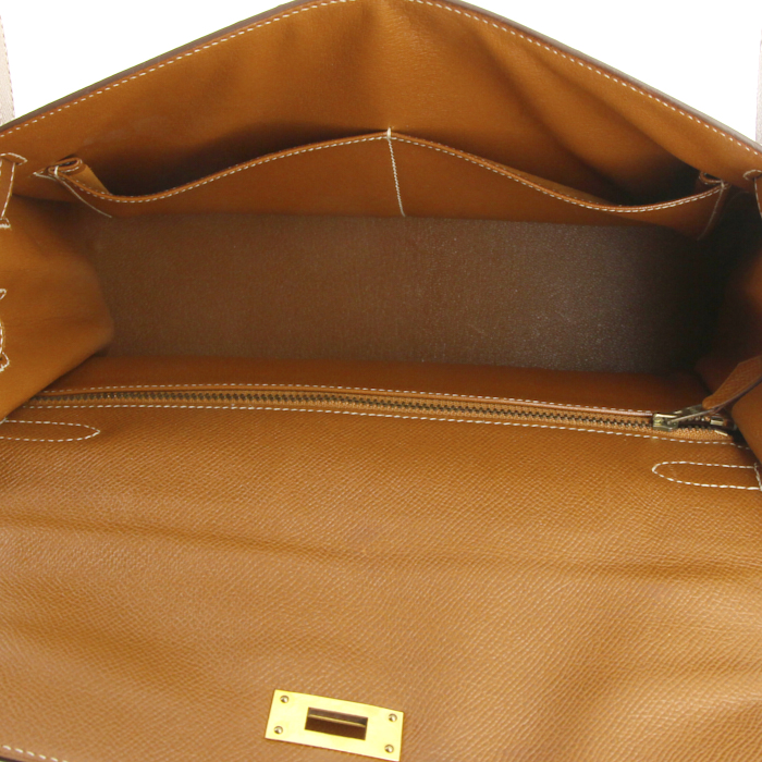 Sac à main Hermes Kelly 32 cm en cuir epsom gold - Detail D2
