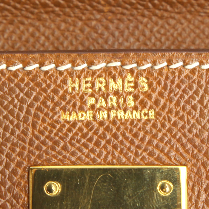 Sac à main Hermes Kelly 32 cm en cuir epsom gold - Detail D3