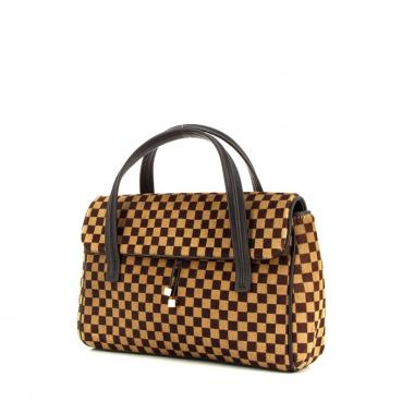 Sac à main Louis Vuitton en poulain bicolore marron-foncé et marron-caramel et matière synthétique marron-foncé