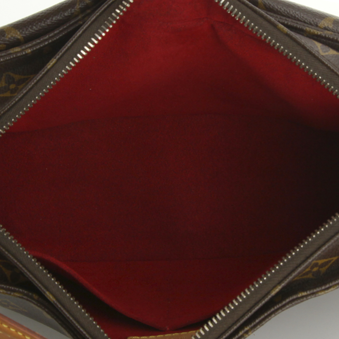 Bolso de mano Louis Vuitton en lona Monogram revestida marrón y cuero natural - Detail D2