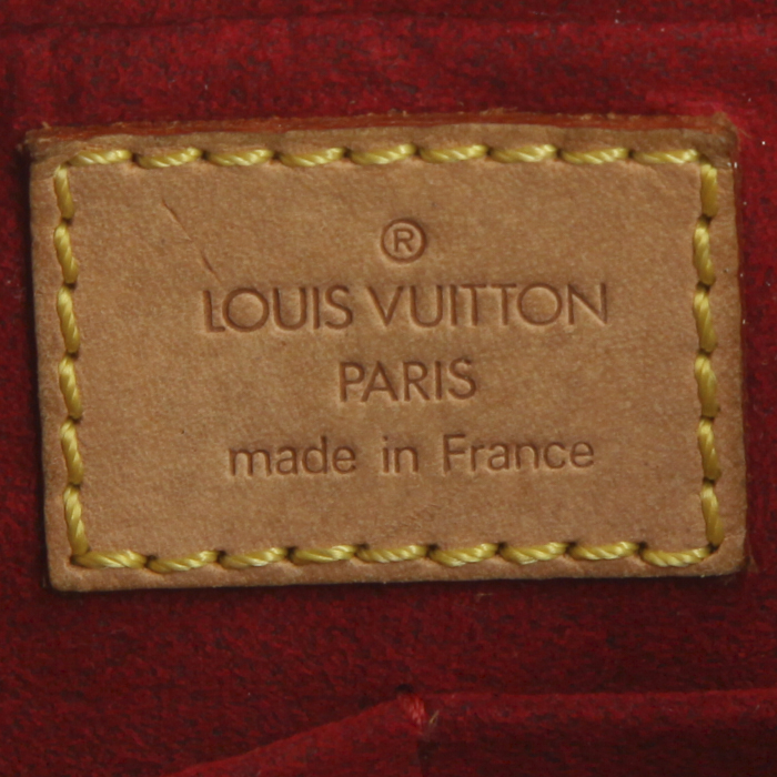 Sac à main Louis Vuitton en toile monogram enduite marron et cuir naturel - Detail D3
