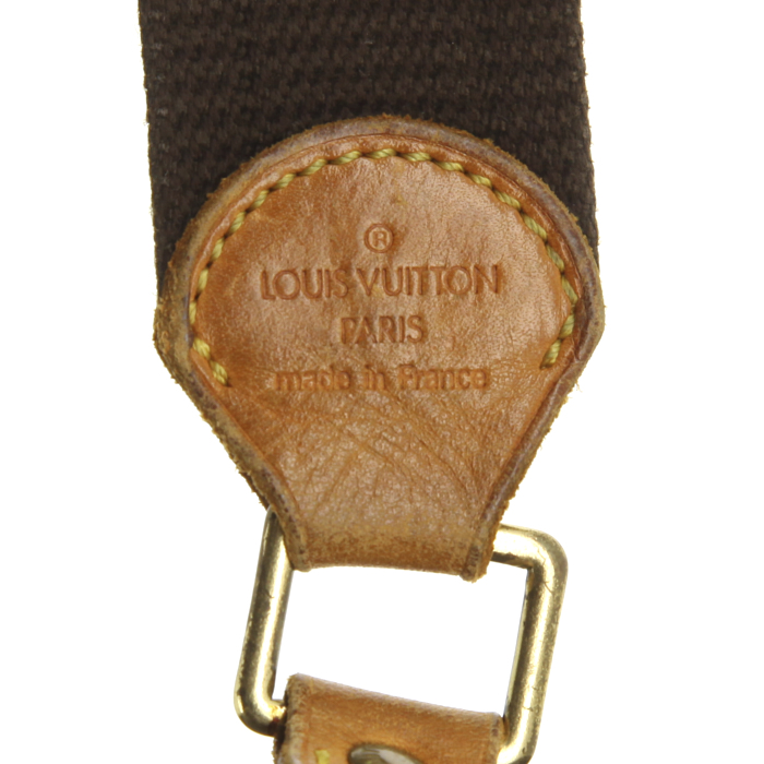 Sac besace Louis Vuitton Reporter petit modèle en toile monogram et cuir naturel - Detail D3