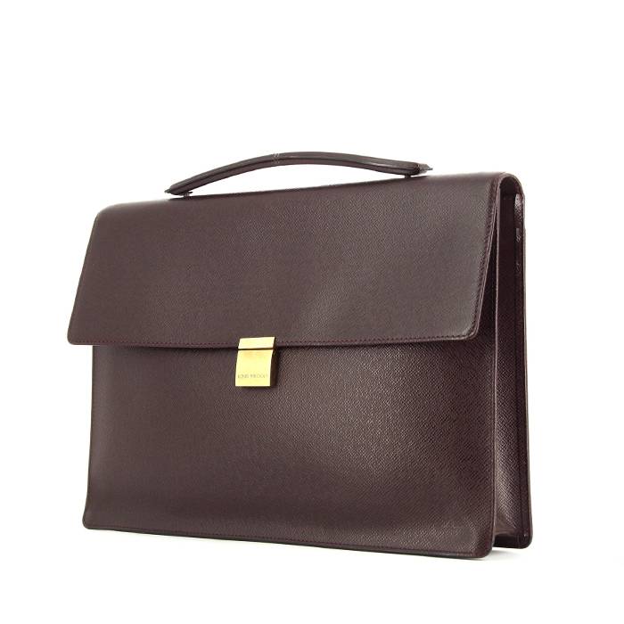 Borsa portadocumenti Louis Vuitton in pelle martellata color prugna