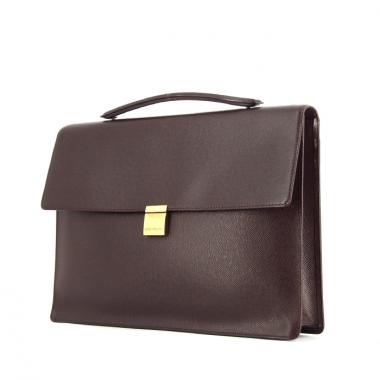 Louis Vuitton briefcase in purple grained leather