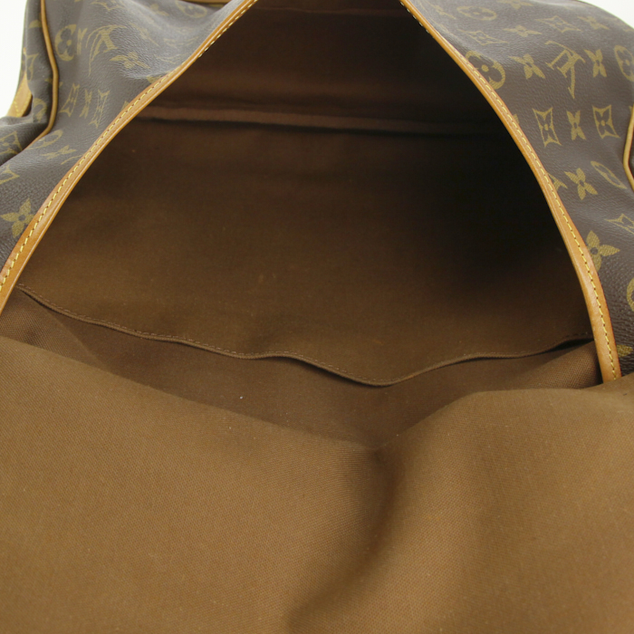 Bisaccia Louis Vuitton Saumur in tela monogram cerata marrone e pelle naturale - Detail D3
