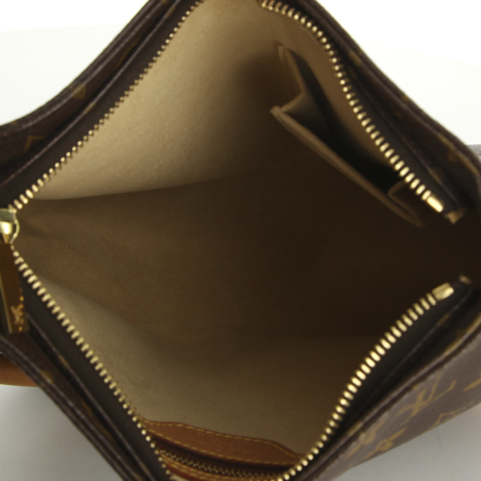 Bolso de mano Louis Vuitton Looping modelo mediano en lona Monogram marrón y cuero natural - Detail D2
