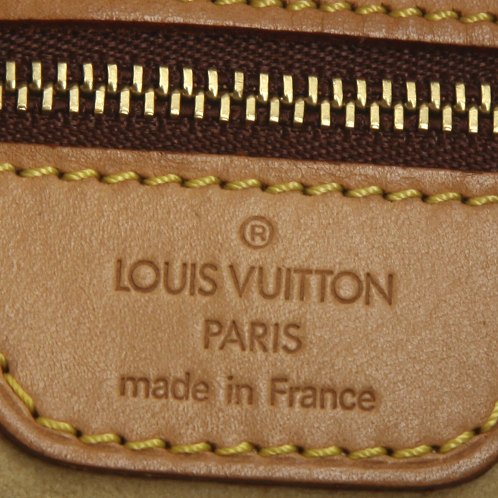 Bolso de mano Louis Vuitton Looping modelo mediano en lona Monogram marrón y cuero natural - Detail D3