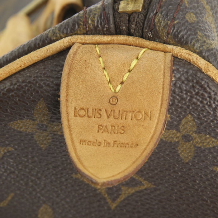 Louis Vuitton Speedy 25 cm handbag in monogram canvas and natural leather - Detail D3