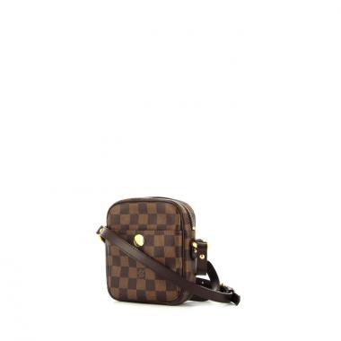 Sac bandoulière Louis Vuitton en toile damier ébène et cuir marron
