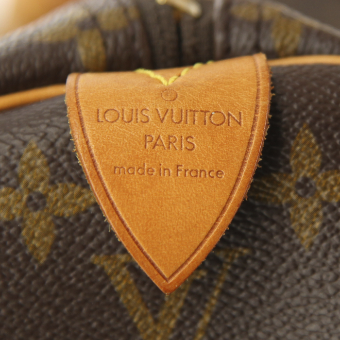 Bolsa de viaje Louis Vuitton Keepall 60 cm en lona Monogram marrón y cuero natural - Detail D3