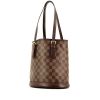 Shopping bag Louis Vuitton petit Bucket in tela a scacchi ebana e pelle marrone - 00pp thumbnail