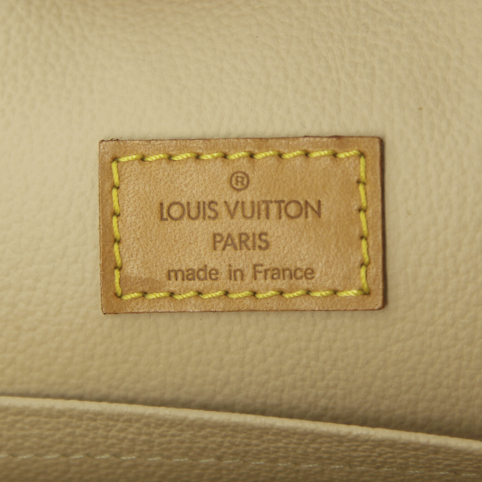 Shopping bag Louis Vuitton Sac Plat in tela monogram cerata e pelle naturale - Detail D3