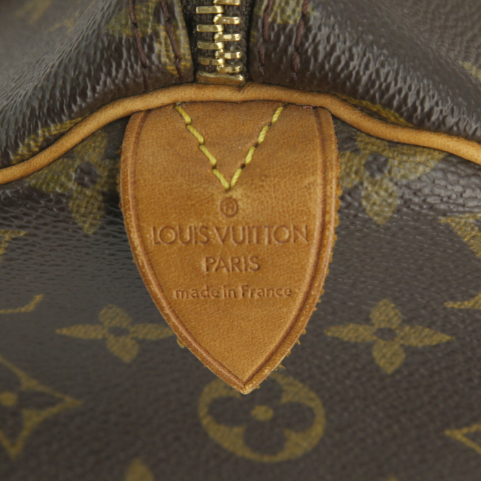 Louis Vuitton Speedy 30 handbag in monogram canvas and natural leather - Detail D3