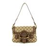 Gucci shoulder bag in beige monogram canvas and brown leather - 360 thumbnail