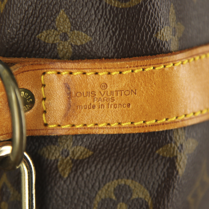 Bolsa de viaje Louis Vuitton Keepall 55 cm en lona Monogram y cuero natural - Detail D4